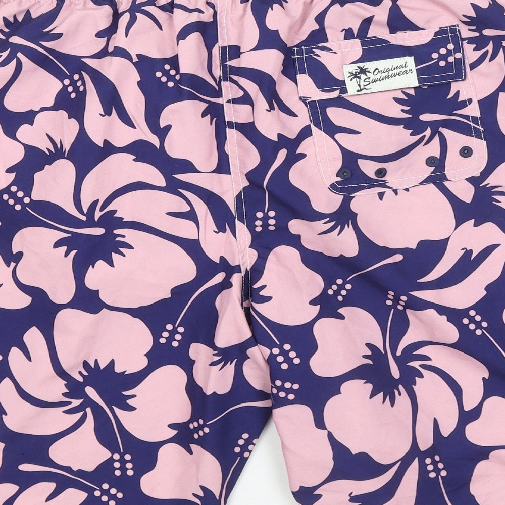 Marks and Spencer Mens Pink Geometric Polyester Sweat Shorts Size L Regular - Swim shorts