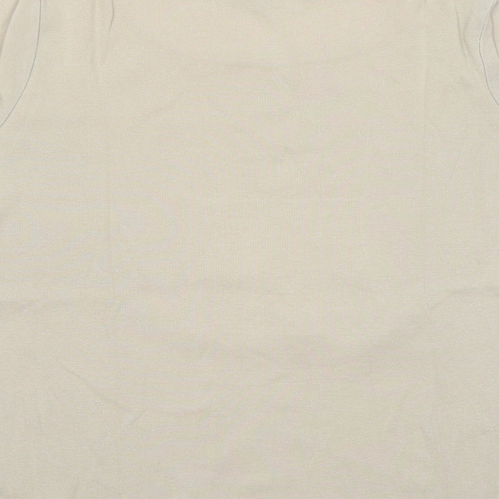 BHS Womens Brown Cotton Basic T-Shirt Size 12 Round Neck - Flowers