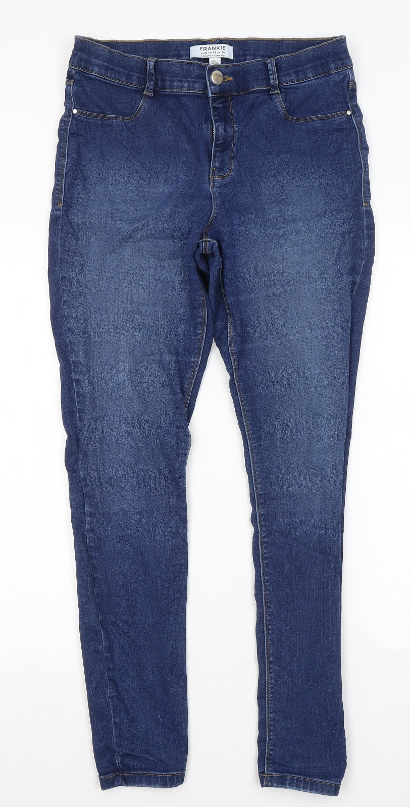 Dorothy Perkins Womens Blue Cotton Skinny Jeans Size 14 L28 in Regular