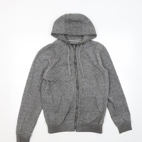 F&F Mens Grey Cotton Full Zip Hoodie Size S