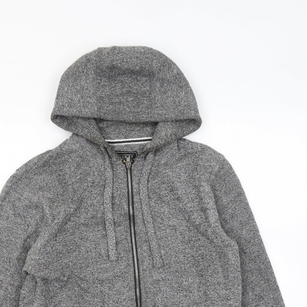 F&F Mens Grey Cotton Full Zip Hoodie Size S
