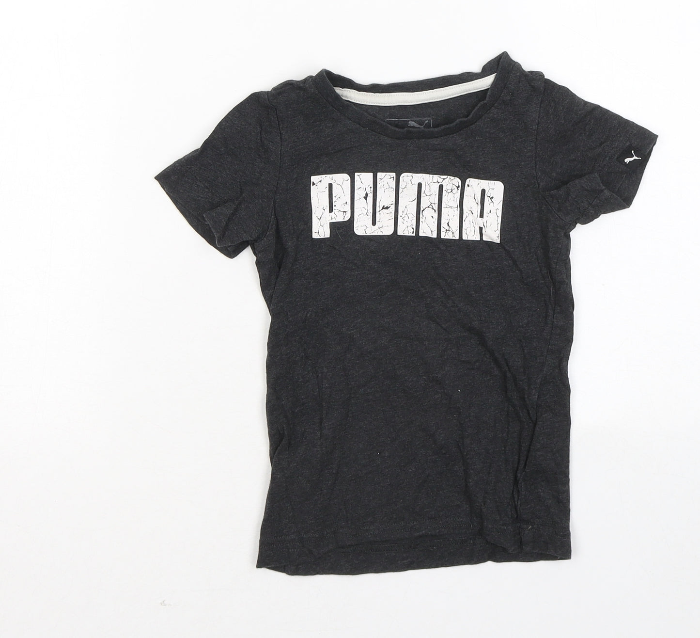 PUMA Boys Grey Cotton Basic T-Shirt Size 18-24 Months Round Neck