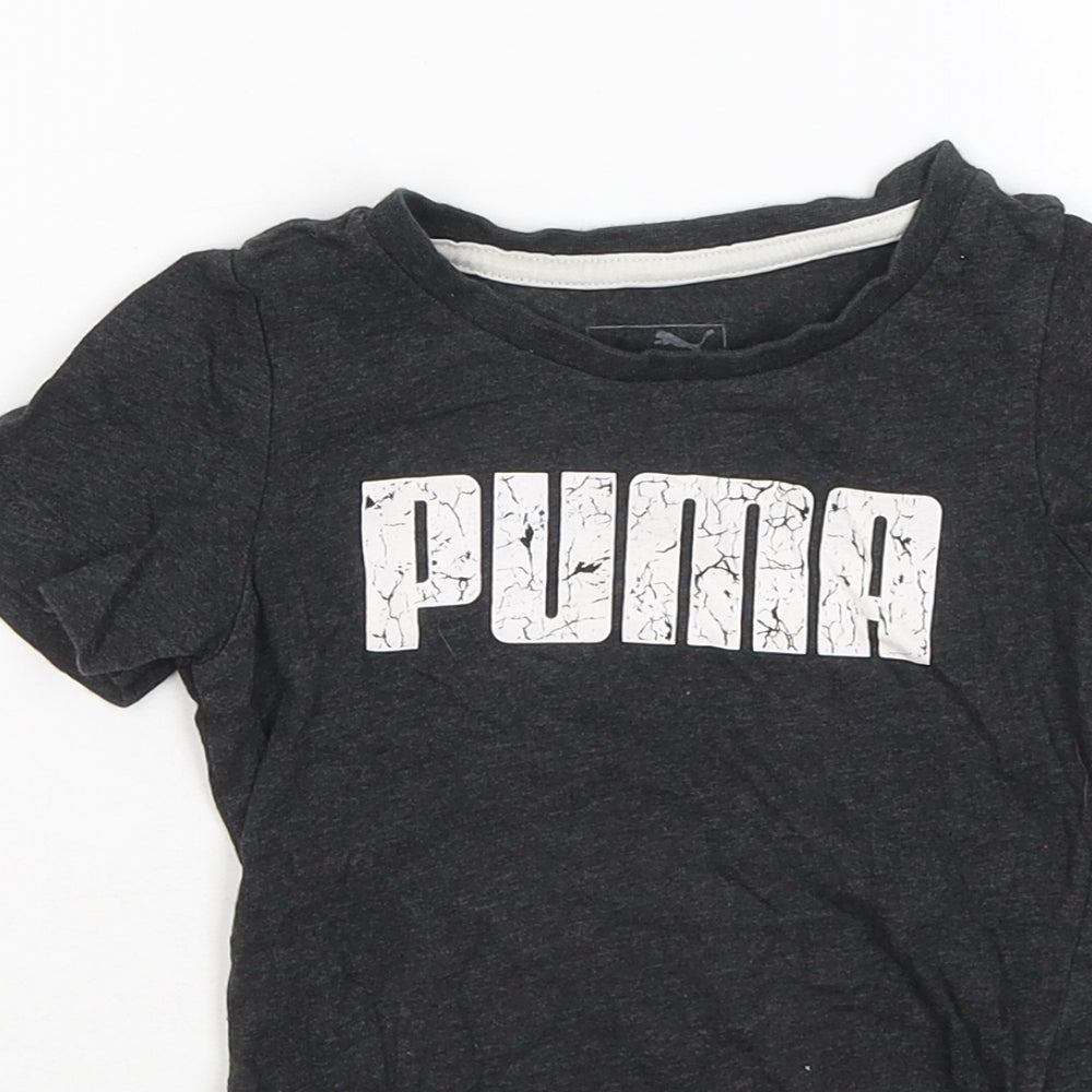 PUMA Boys Grey Cotton Basic T-Shirt Size 18-24 Months Round Neck
