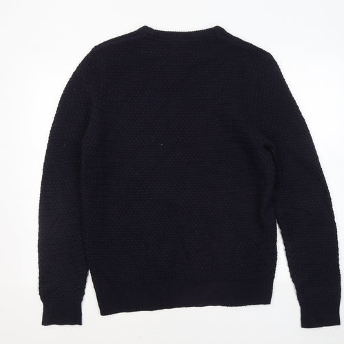 F&F Mens Blue Round Neck Acrylic Pullover Jumper Size M