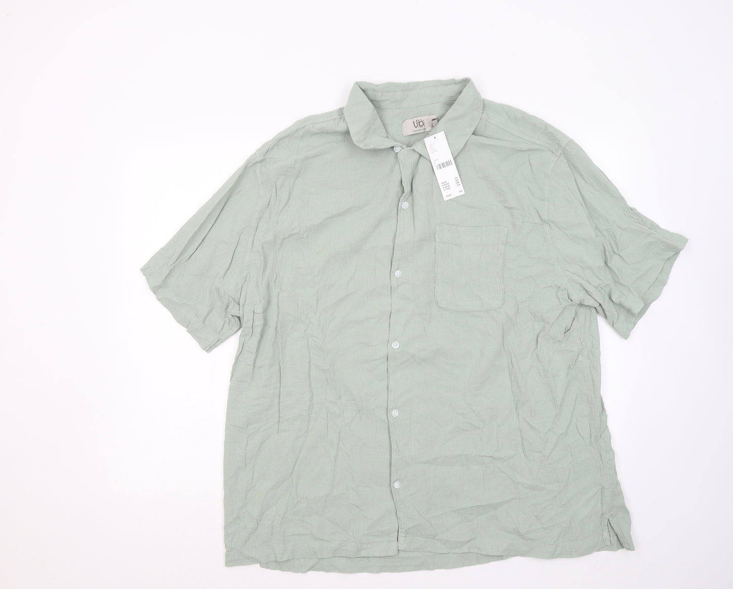 Urban Outfitters Mens Green Cotton Button-Up Size L Collared