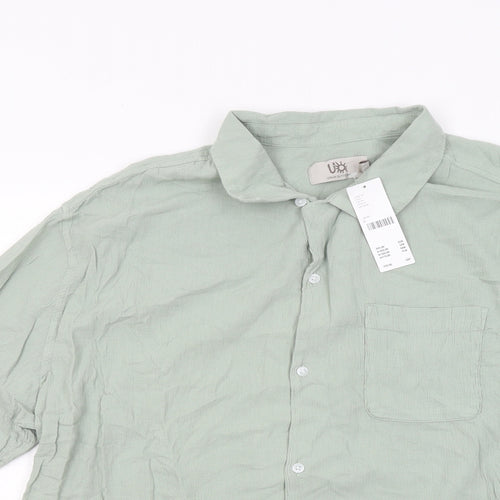 Urban Outfitters Mens Green Cotton Button-Up Size L Collared