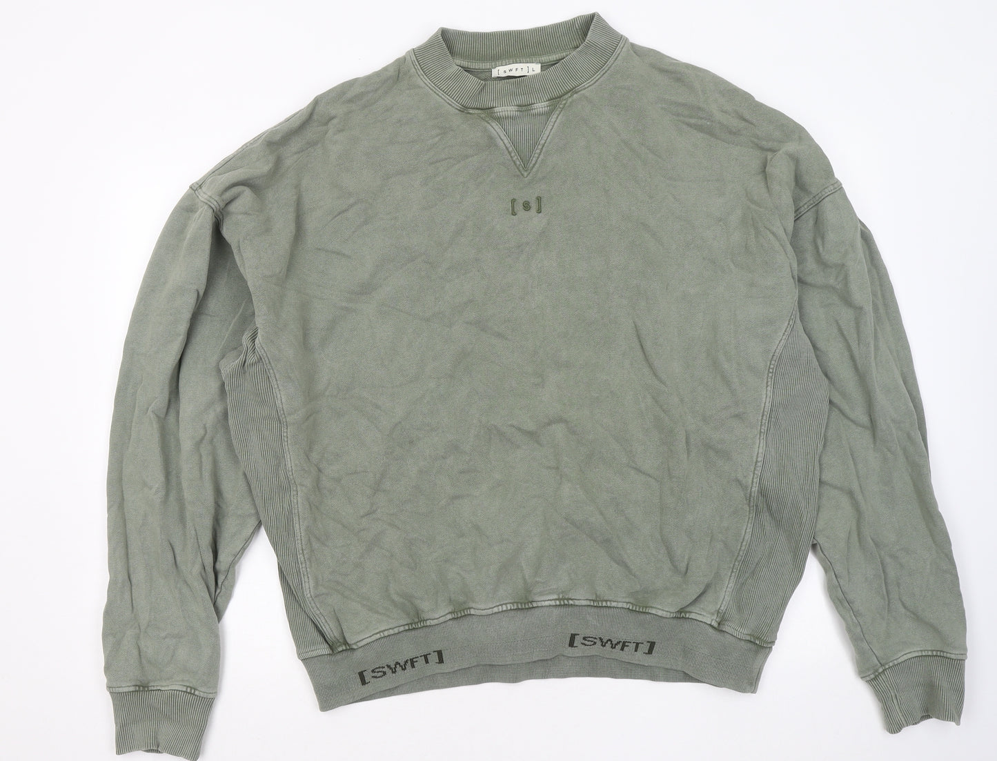 SWFT Mens Green Cotton Pullover Sweatshirt Size L