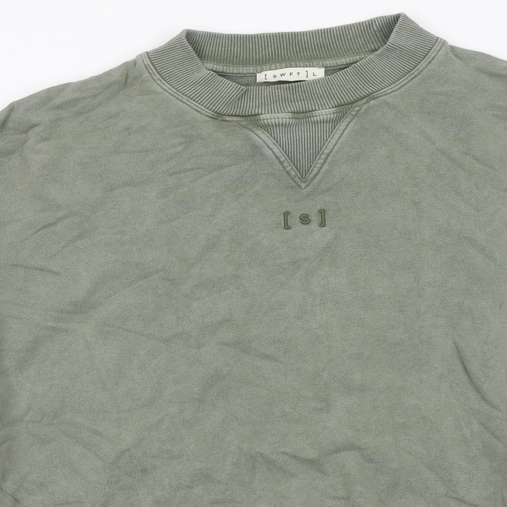SWFT Mens Green Cotton Pullover Sweatshirt Size L