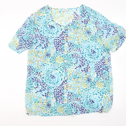 Damart Womens Multicoloured Geometric Viscose Basic Button-Up Size XL Round Neck