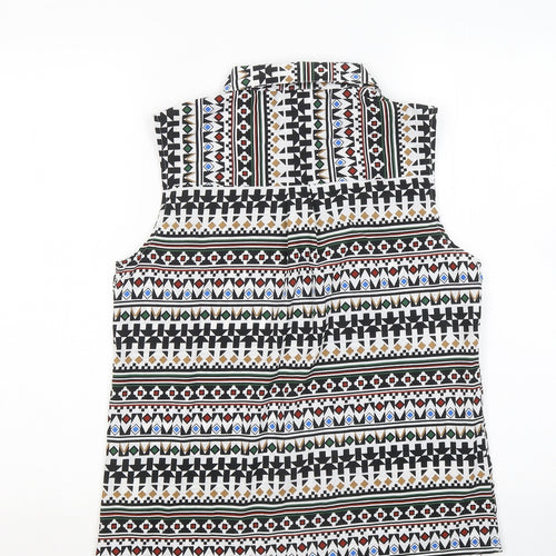 VERO MODA Womens Multicoloured Geometric Polyester Basic Button-Up Size M Collared