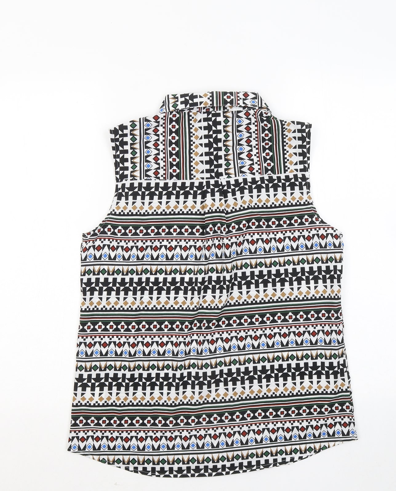VERO MODA Womens Multicoloured Geometric Polyester Basic Button-Up Size M Collared