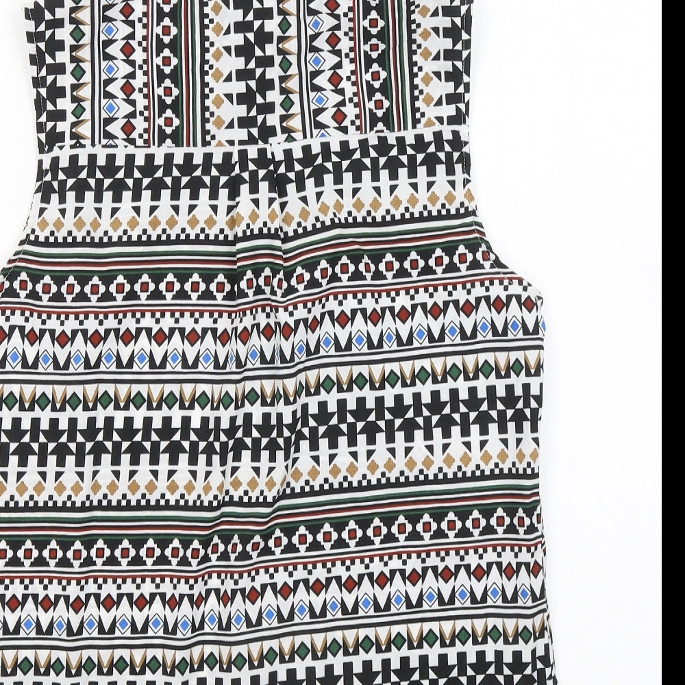 VERO MODA Womens Multicoloured Geometric Polyester Basic Button-Up Size M Collared