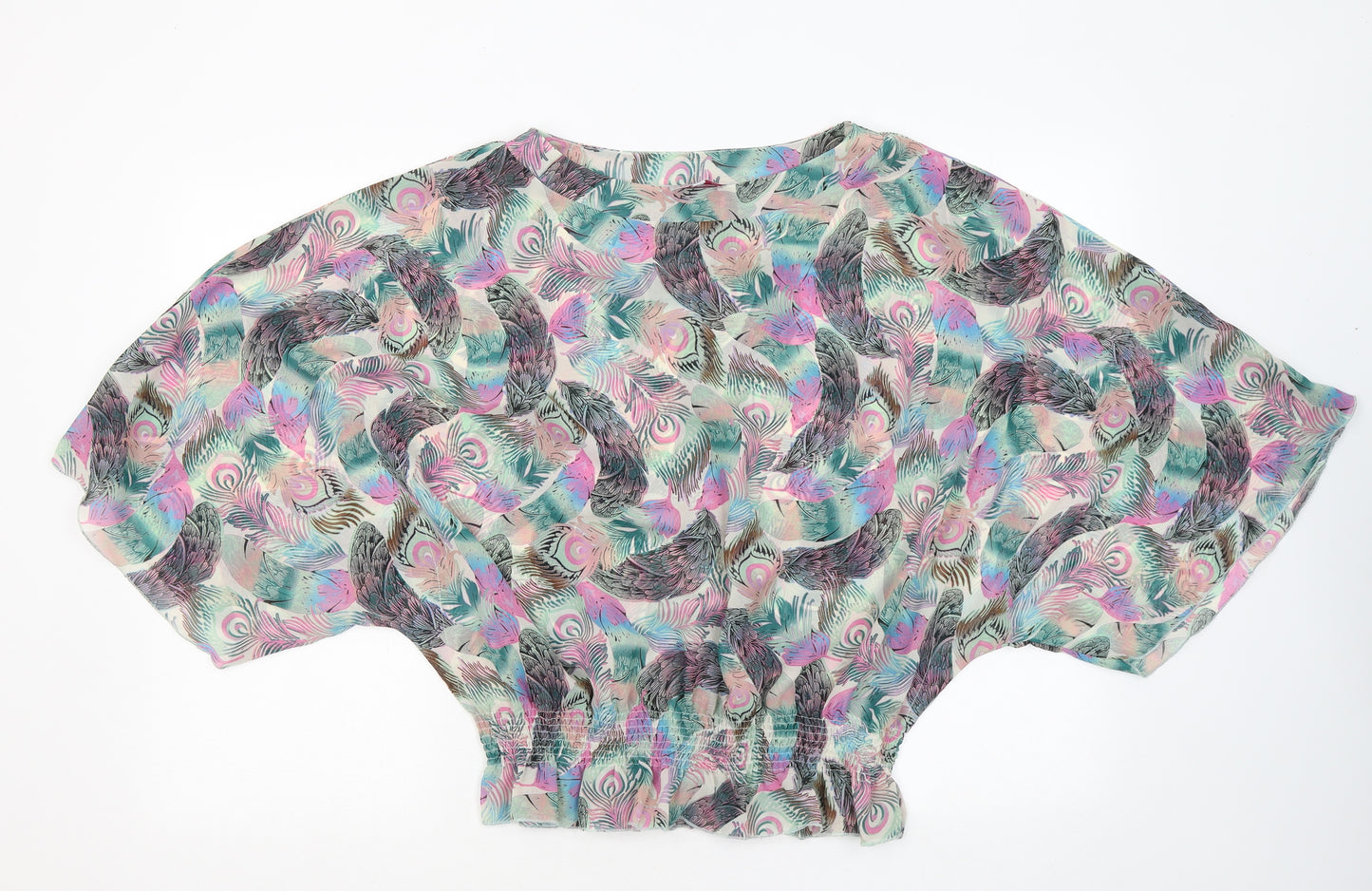 Be Beau Womens Multicoloured Geometric Polyester Basic Blouse Size 10 Round Neck