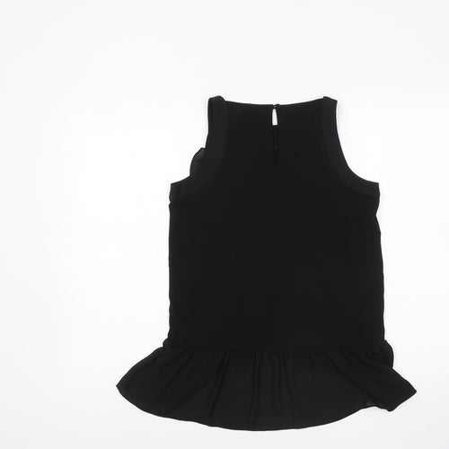 NEXT Womens Black Polyester Basic Tank Size 8 Round Neck