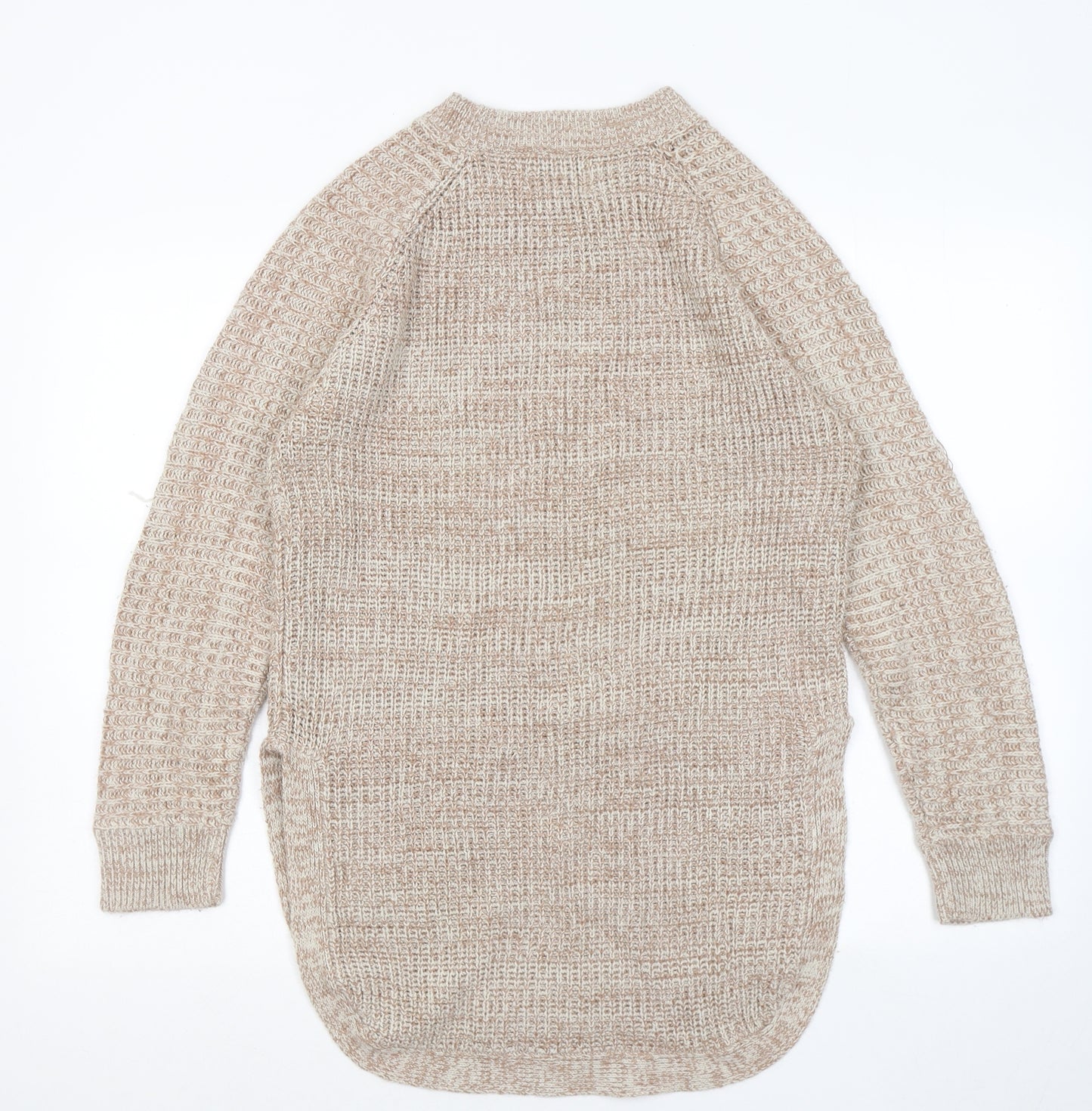 Papaya Womens Beige Round Neck Acrylic Pullover Jumper Size L