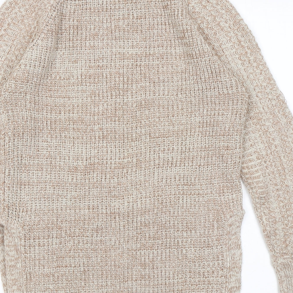 Papaya Womens Beige Round Neck Acrylic Pullover Jumper Size L