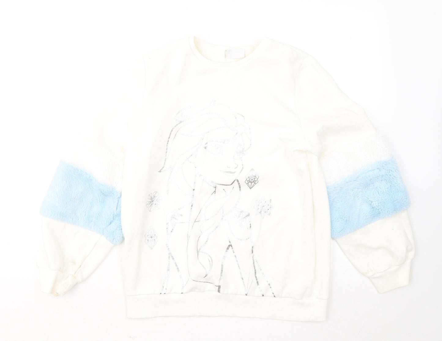 F&F Girls White Cotton Pullover Sweatshirt Size 13-14 Years - Frozen 2
