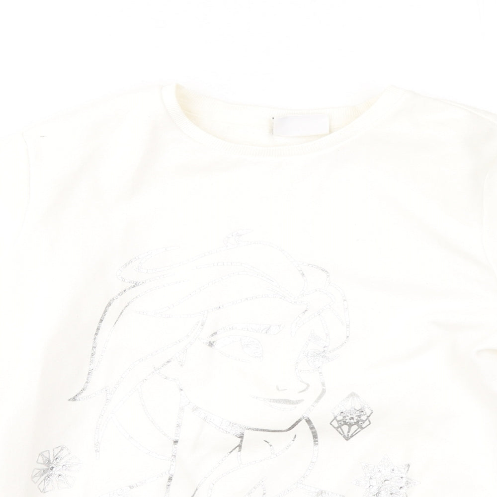 F&F Girls White Cotton Pullover Sweatshirt Size 13-14 Years - Frozen 2