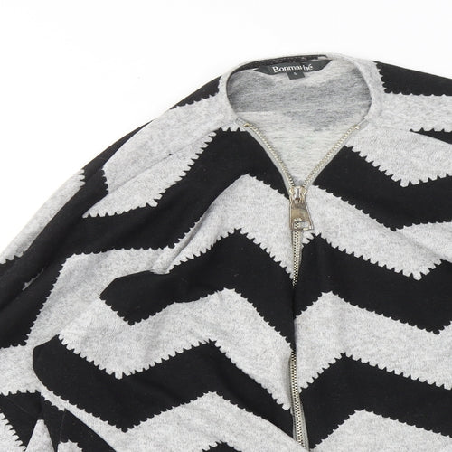 Bonmarché Womens Grey Round Neck Geometric Polyester Pullover Jumper Size S