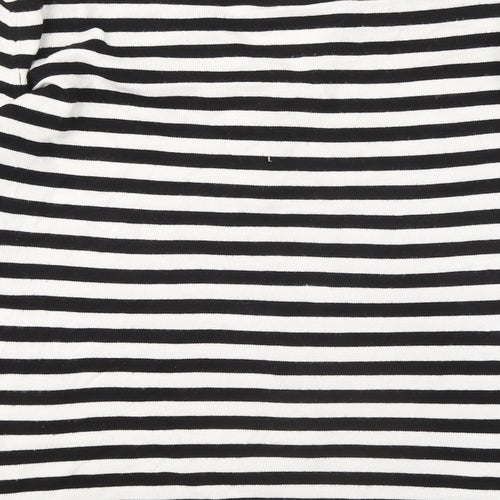 Vogue Womens Black Round Neck Striped Viscose Pullover Jumper Size 14