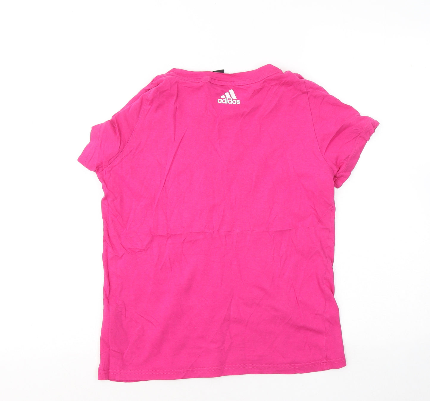 adidas Womens Pink Cotton Basic T-Shirt Size 12 Round Neck