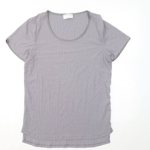 Jeff & Co Womens Grey Polyester Basic T-Shirt Size 8 Round Neck