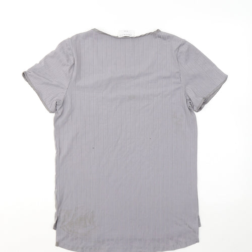 Jeff & Co Womens Grey Polyester Basic T-Shirt Size 8 Round Neck