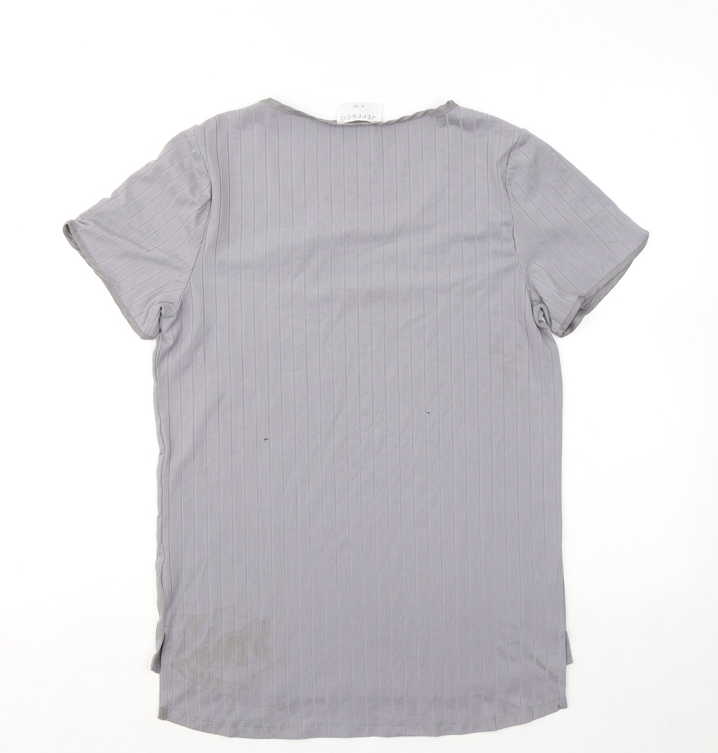 Jeff & Co Womens Grey Polyester Basic T-Shirt Size 8 Round Neck