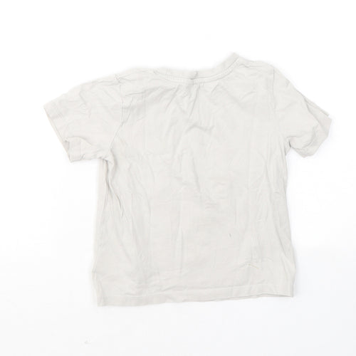 H&M Boys Grey Cotton Basic T-Shirt Size 3-4 Years Round Neck - Dinosaur Grrrr!
