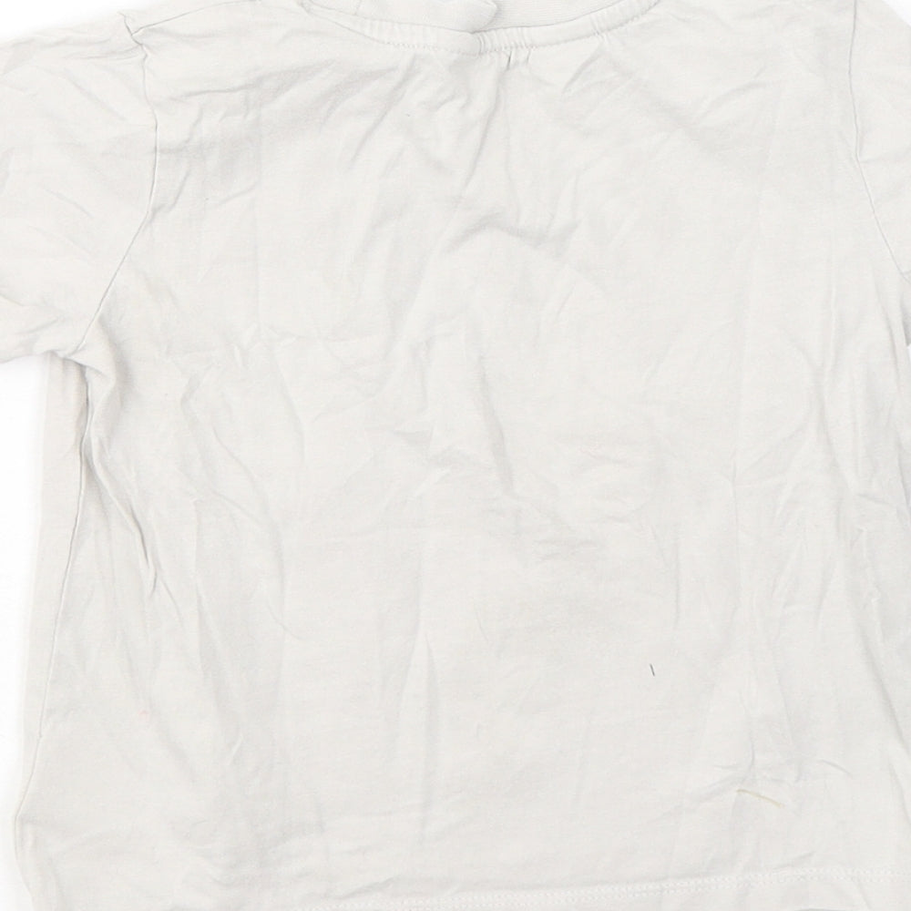 H&M Boys Grey Cotton Basic T-Shirt Size 3-4 Years Round Neck - Dinosaur Grrrr!