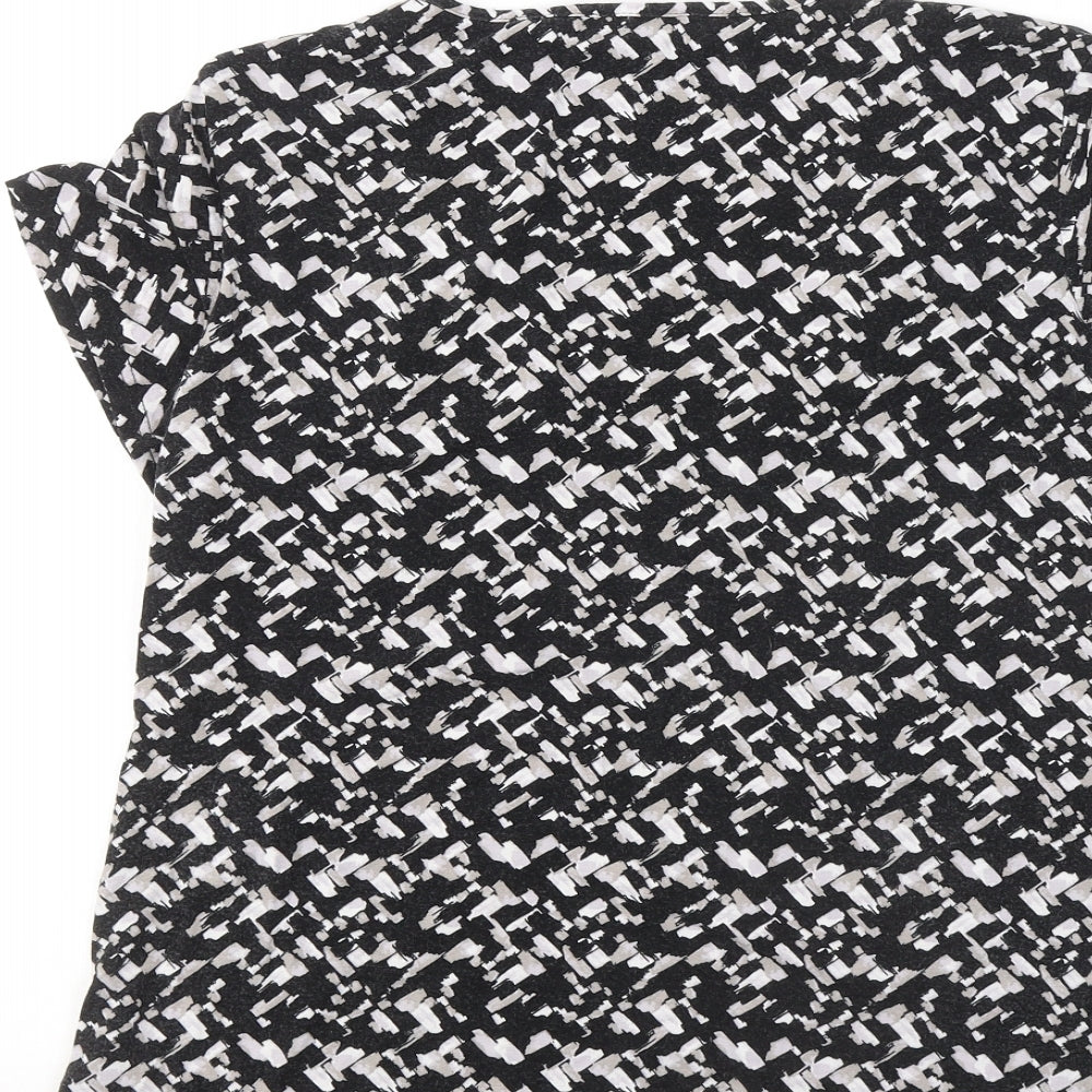 TU Womens Black Geometric Viscose Basic T-Shirt Size 18 Round Neck