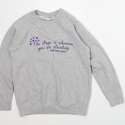 AWD is Academy Girls Grey Cotton Pullover Sweatshirt Size 11-12 Years - Stage