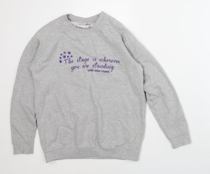 AWD is Academy Girls Grey Cotton Pullover Sweatshirt Size 11-12 Years - Stage