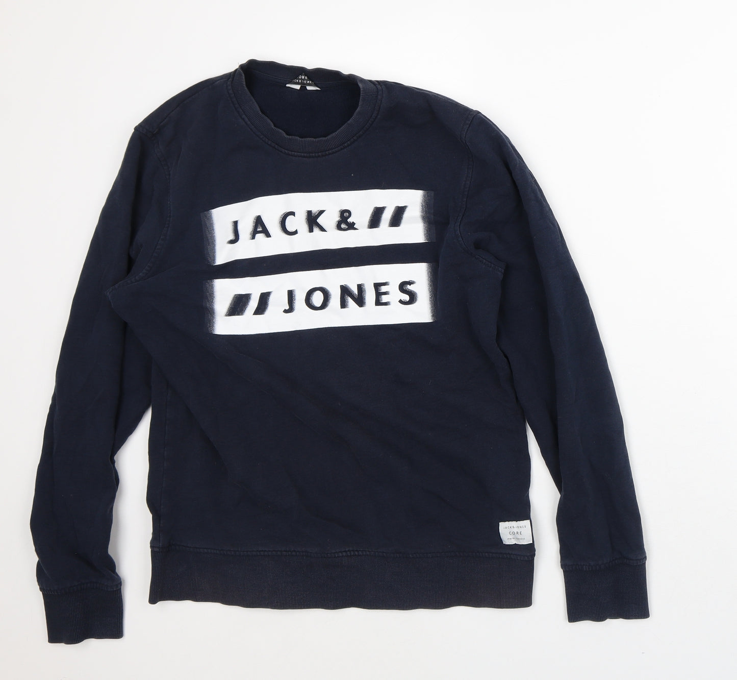 JACK & JONES Mens Blue Cotton Pullover Sweatshirt Size M