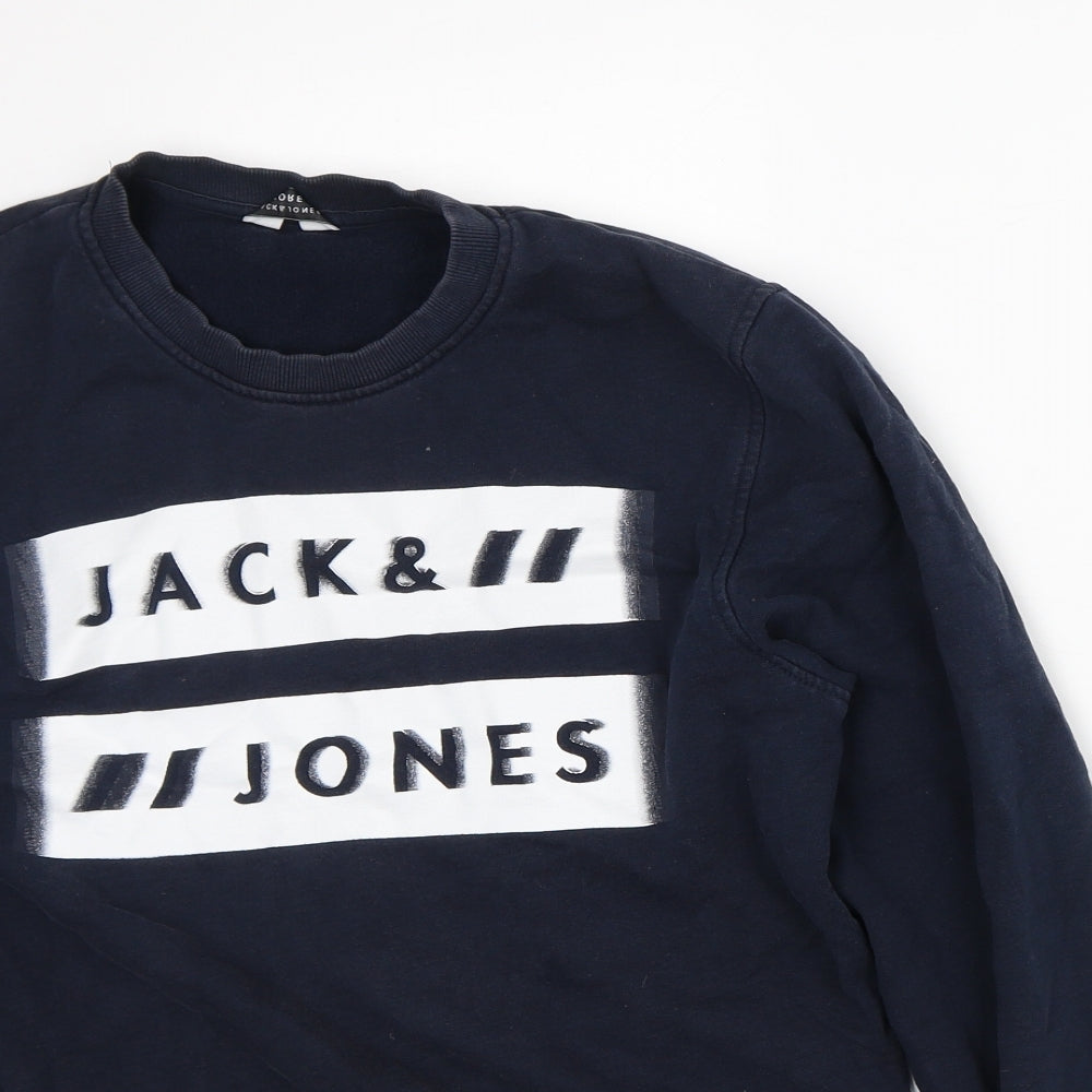 JACK & JONES Mens Blue Cotton Pullover Sweatshirt Size M