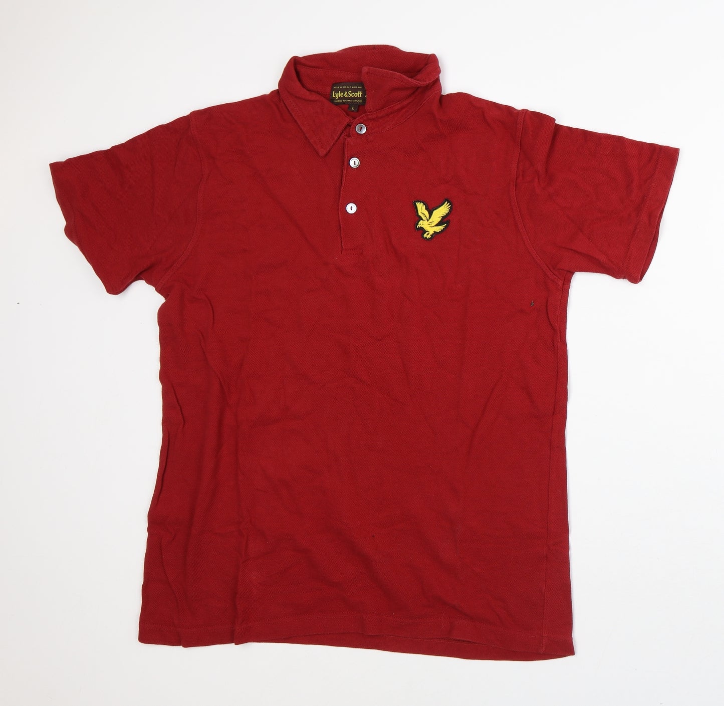 Lyle & Scott Mens Red Cotton Polo Size L Collared