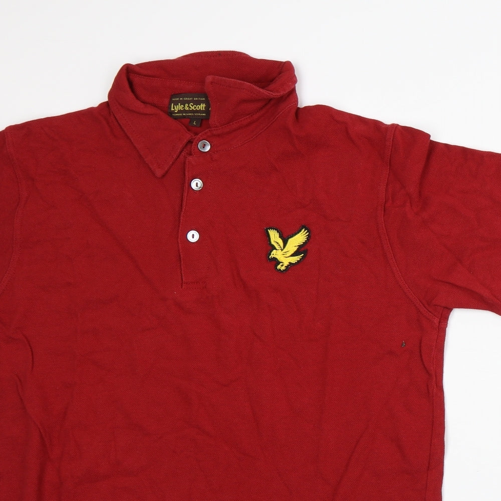 Lyle & Scott Mens Red Cotton Polo Size L Collared