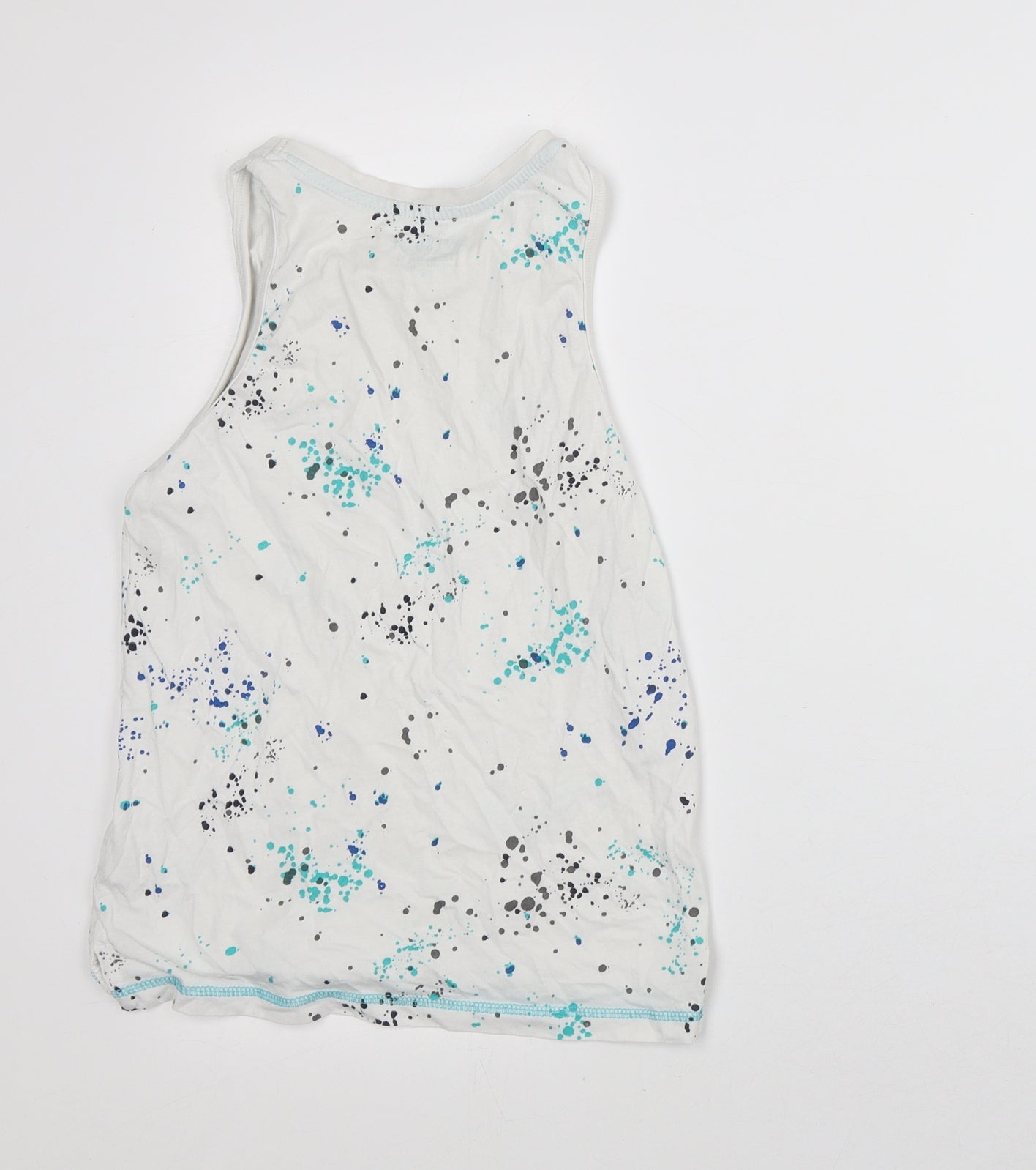 F&F Girls White Geometric 100% Cotton Camisole Tank Size 8-9 Years Crew Neck
