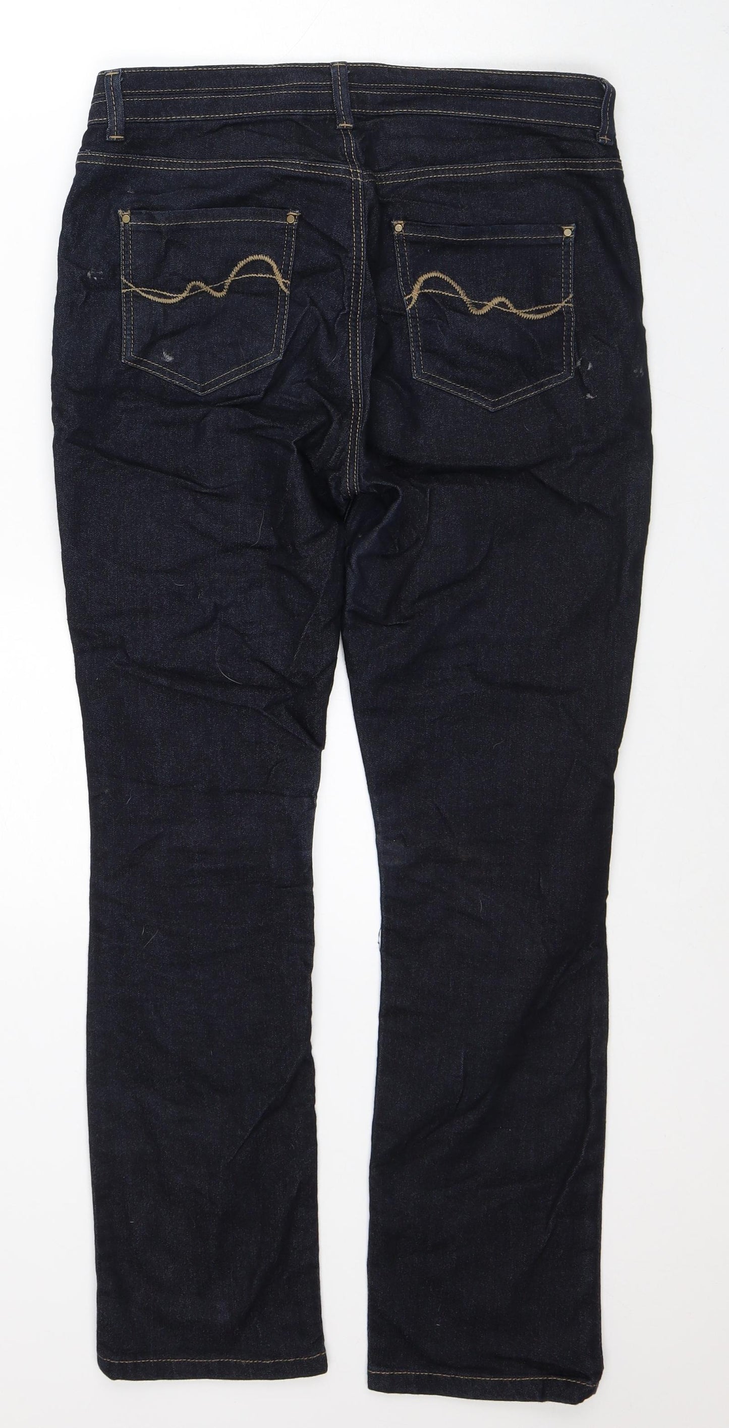 Wallis Womens Black Polyester Straight Jeans Size 10 L27 in Regular