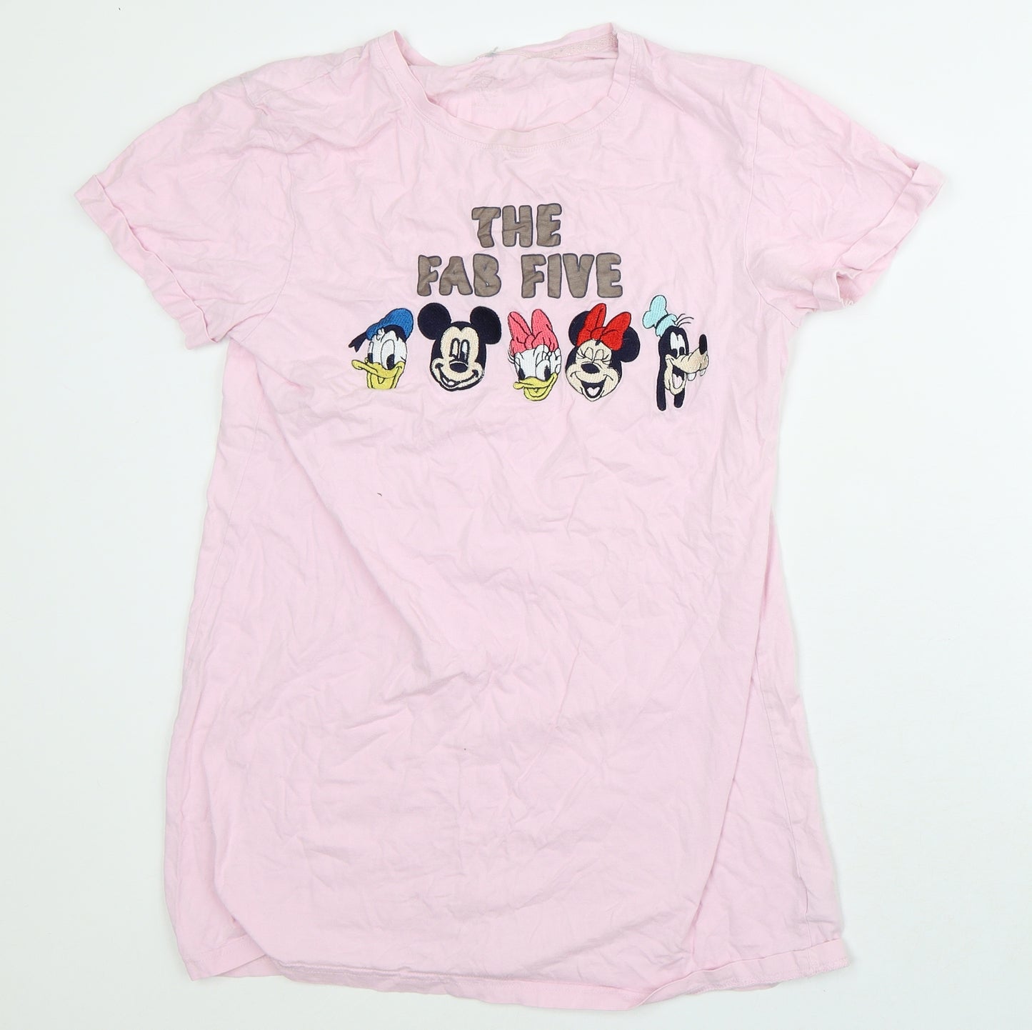Disney Womens Pink Cotton Basic T-Shirt Size XS Crew Neck - Mickey Mouse