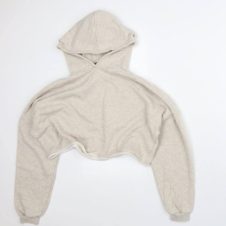 ASOS Womens Beige Polyester Pullover Hoodie Size 6 - Cropped