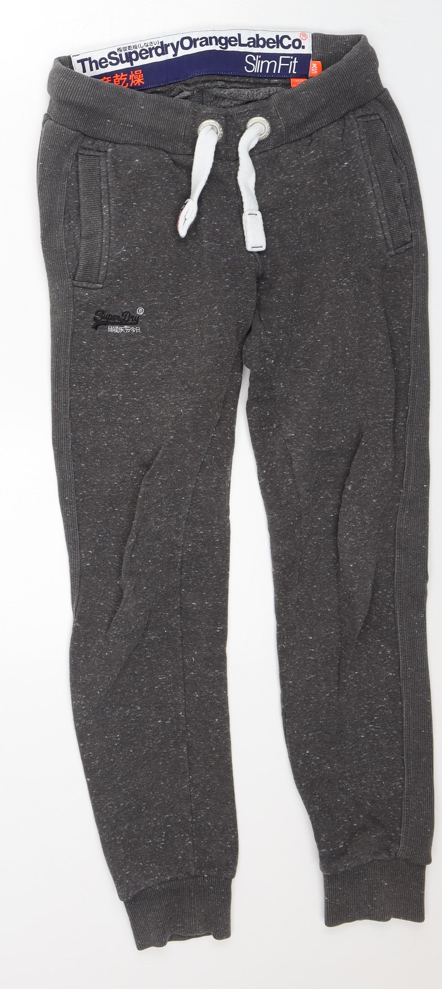 Superdry Womens Grey Geometric Cotton Sweatpants Trousers Size XS L28 in Slim