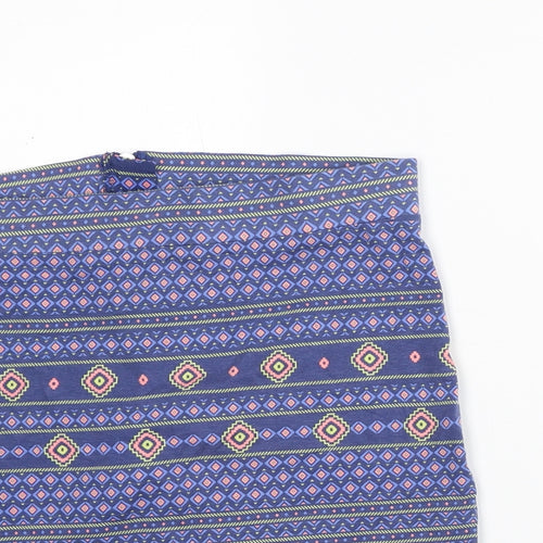 New Look Girls Blue Geometric Cotton Straight & Pencil Skirt Size 14-15 Years Regular