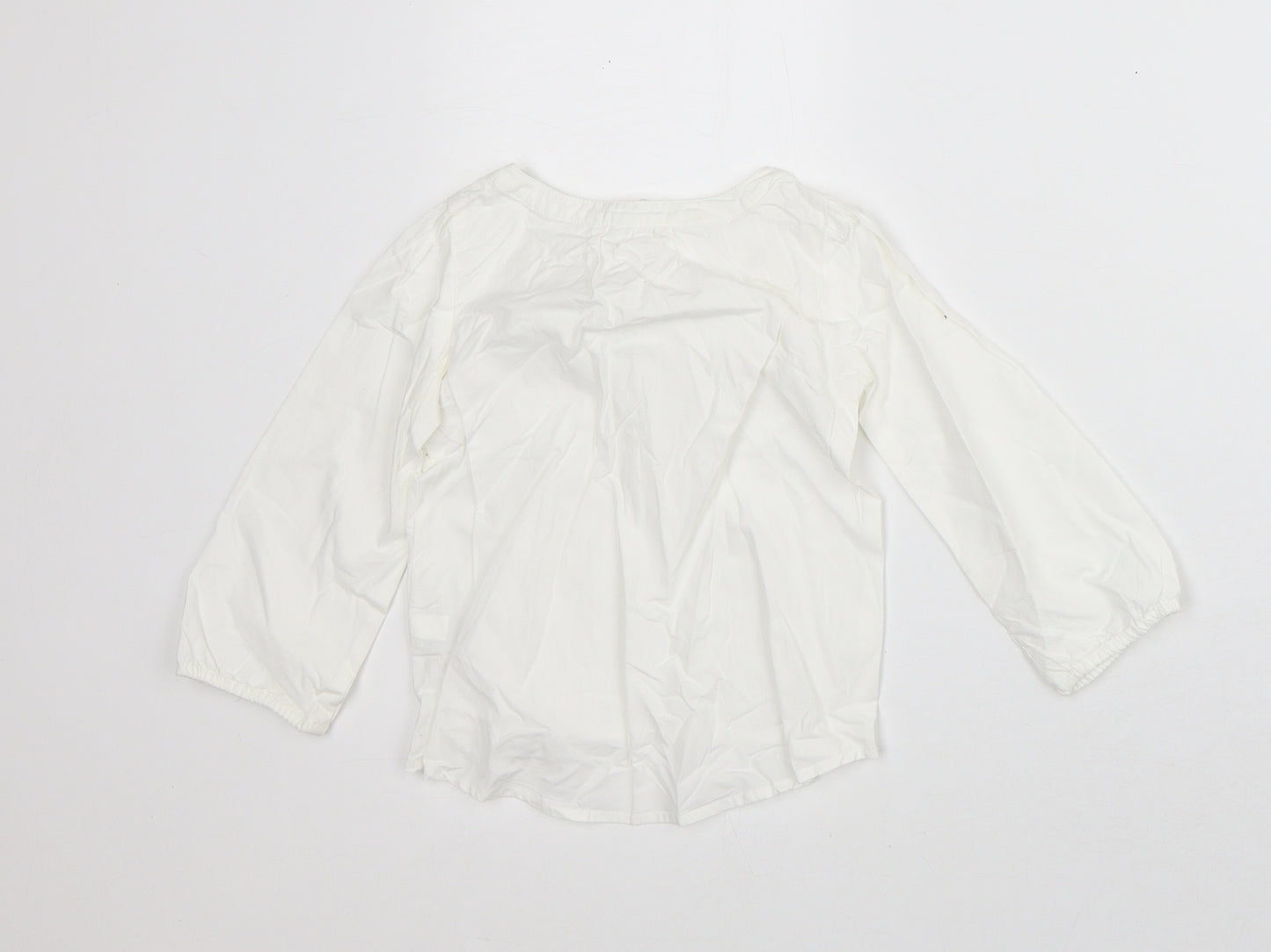 Gap Girls White Cotton Basic Blouse Size 4 Years Crew Neck