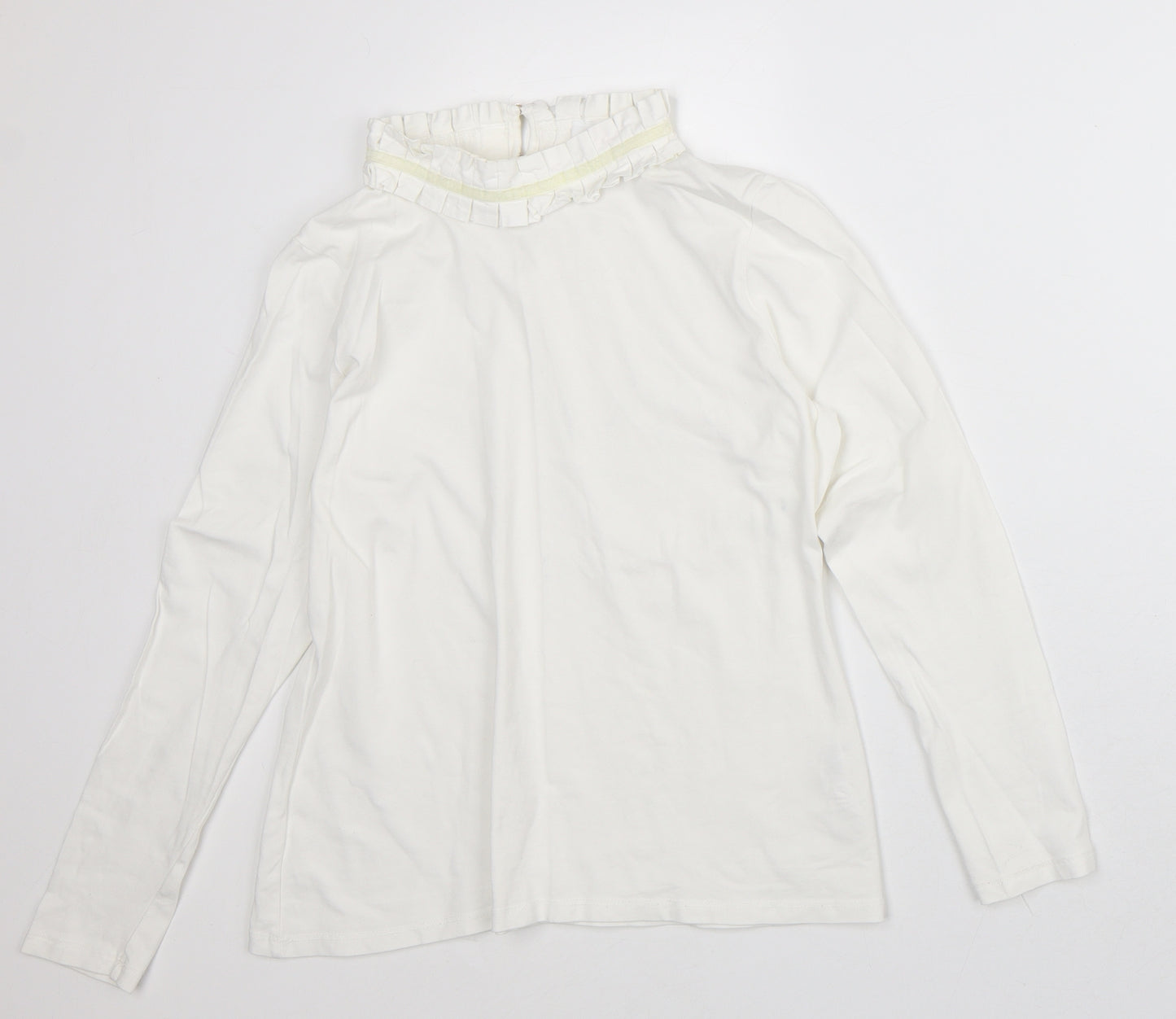 Savida Womens White Cotton Basic Blouse Size L Collared
