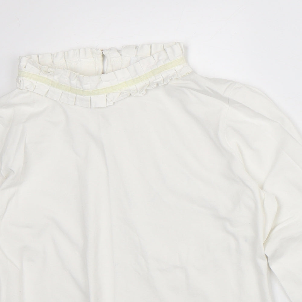 Savida Womens White Cotton Basic Blouse Size L Collared