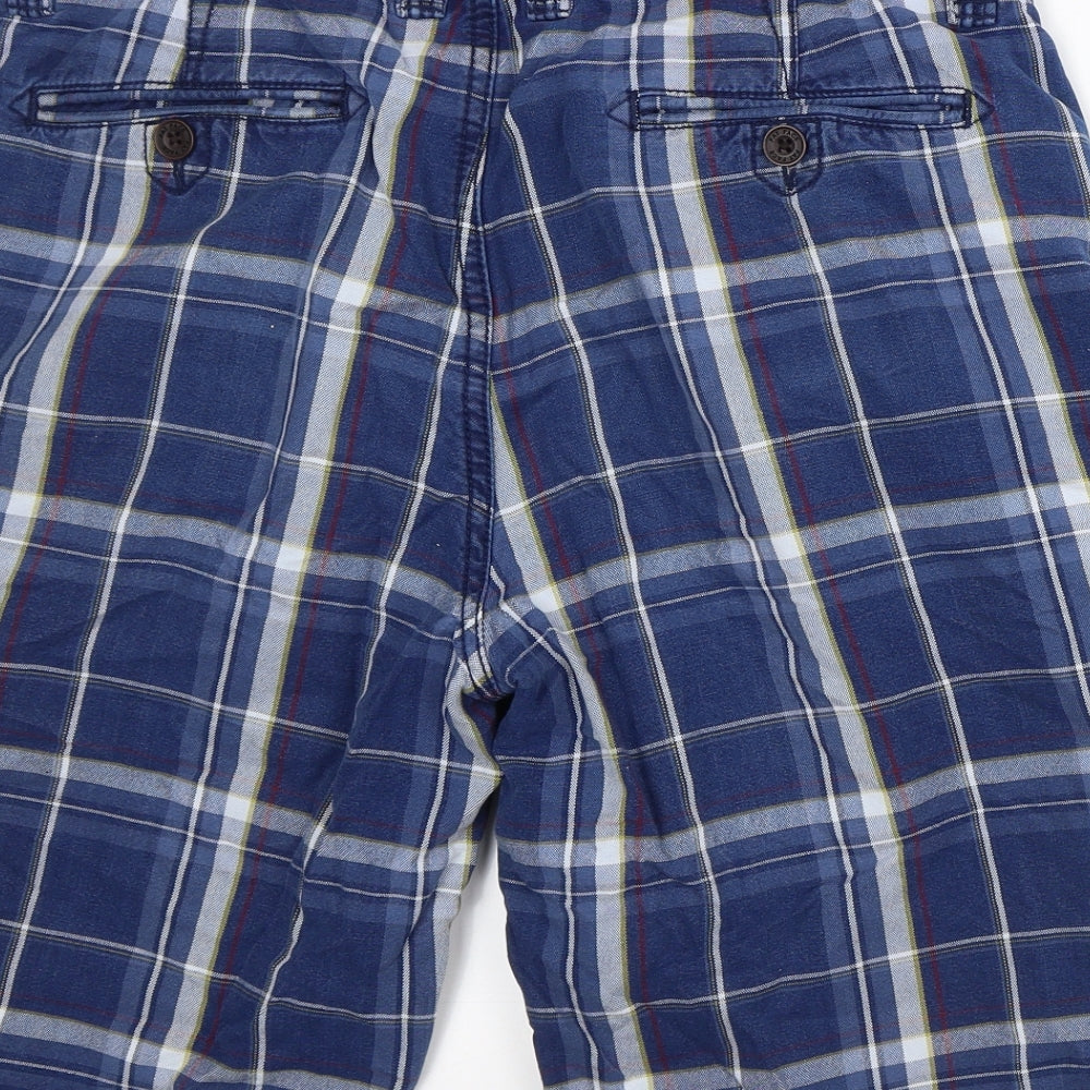 South Coast Mens Blue Plaid Cotton Bermuda Shorts Size 34 in L11 in Regular