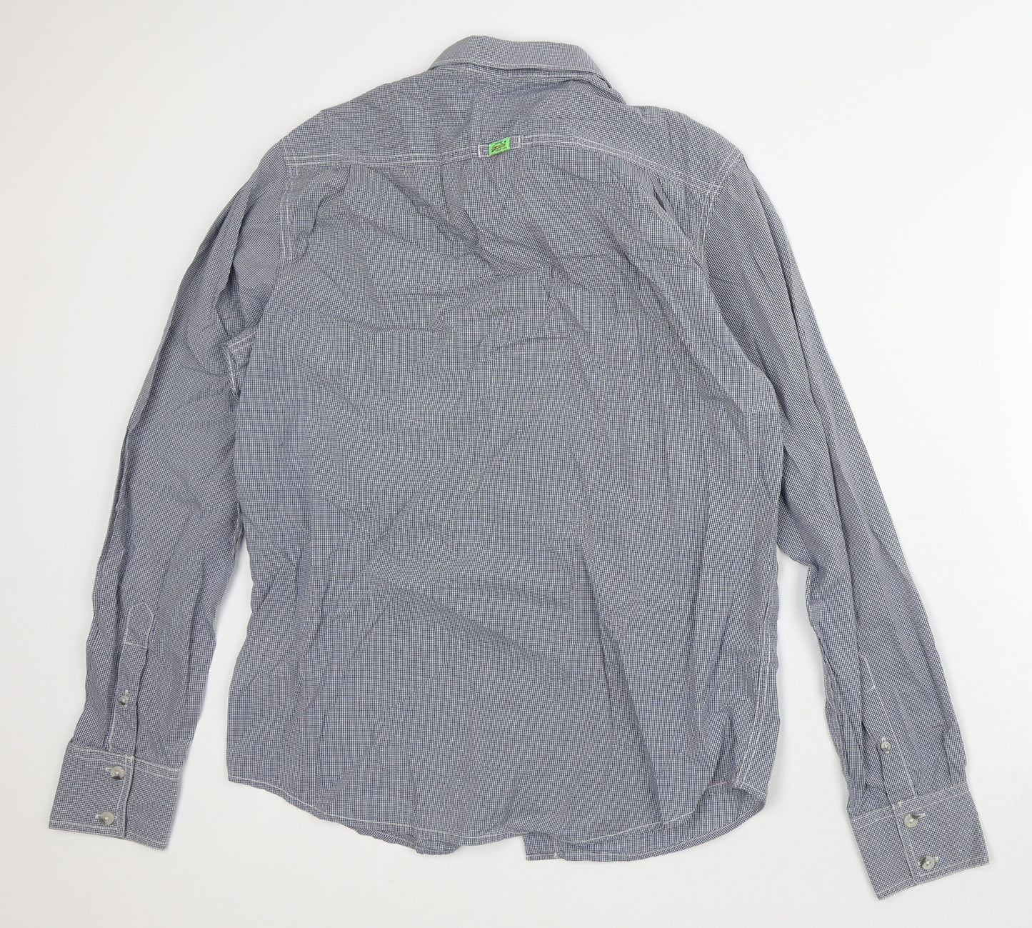 Superdry Mens Blue Check Cotton Button-Up Size XL Collared