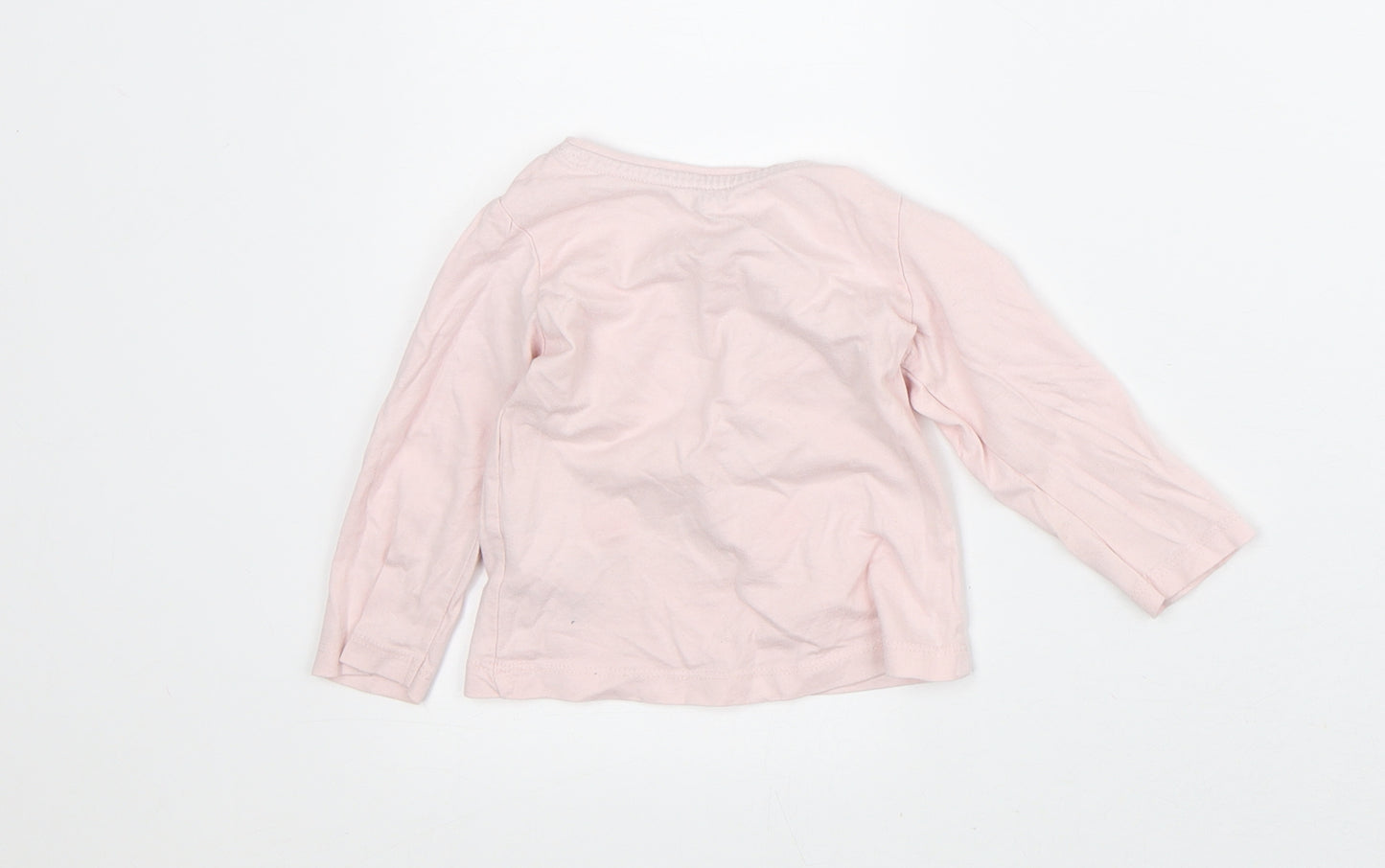 Primark Girls Pink Cotton Basic T-Shirt Size 9-12 Months Crew Neck - Bunny