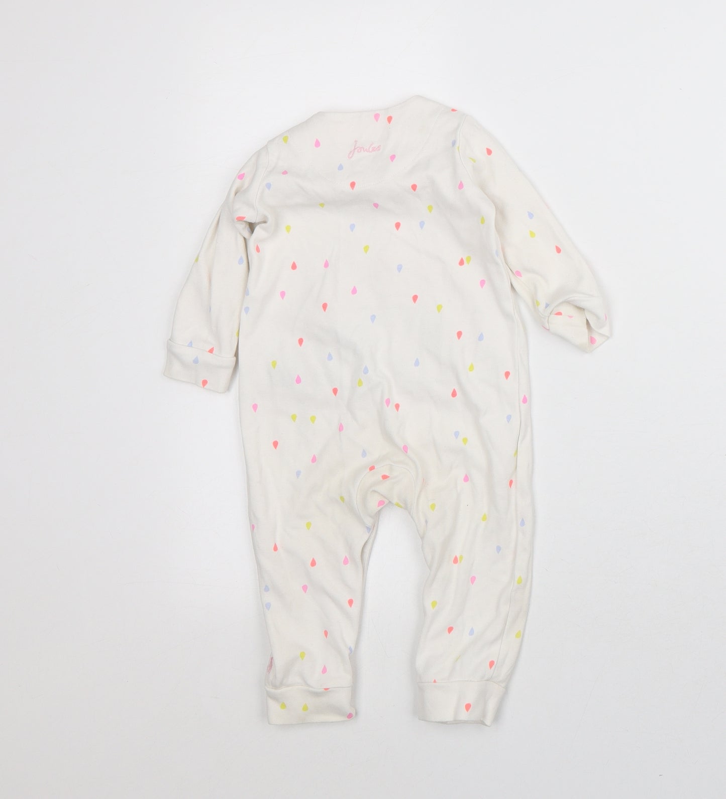Joules Girls White Polka Dot Cotton Babygrow One-Piece Size 9-12 Months - Rainbow